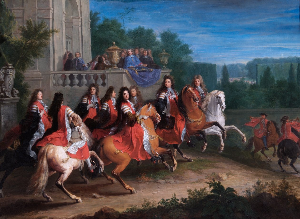 Colbert-perhe, n. 1680-1683 (öljy kankaalle) tekijältä Adam Frans van der Meulen