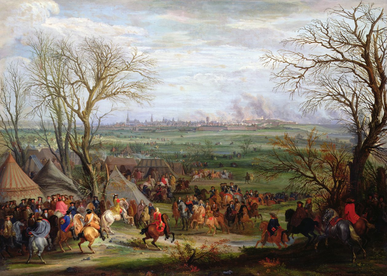 Ranskan ja Navarran kuninkaan Ludvig XIV:n Cambrain piiritys vuonna 1677 (öljy kankaalle) tekijältä Adam Frans van der Meulen