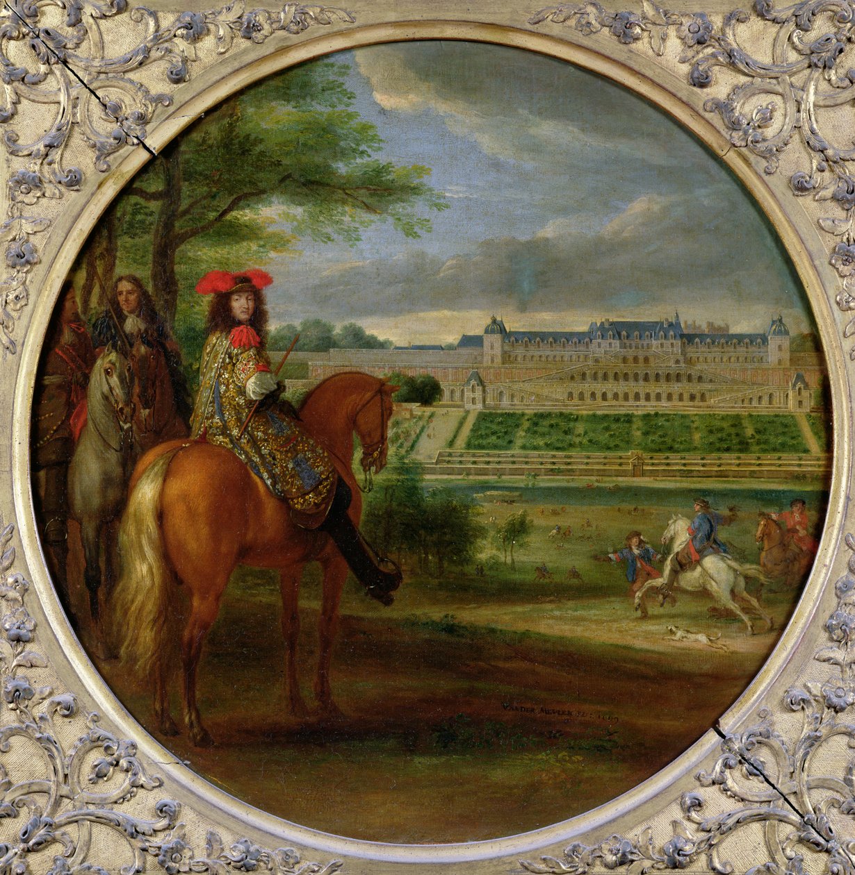 Näkymä Saint-Germainin uudelle palatsille rivitalopuolelta, 1669 tekijältä Adam Frans van der Meulen