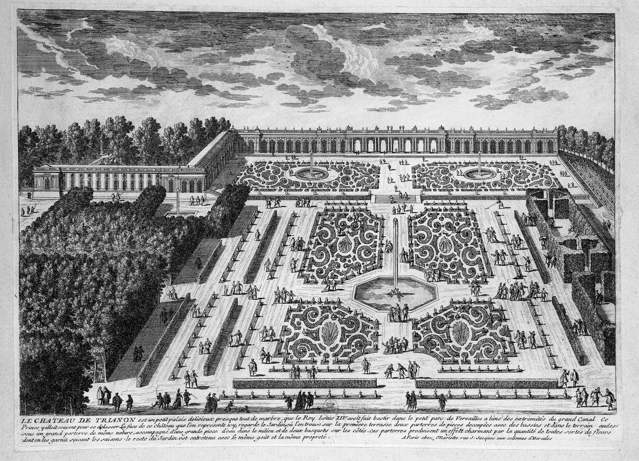 Chateau de Trianon, Petit Trianonin puutarhat Versaillesin kuninkaallisessa palatsissa tekijältä Adam Perelle