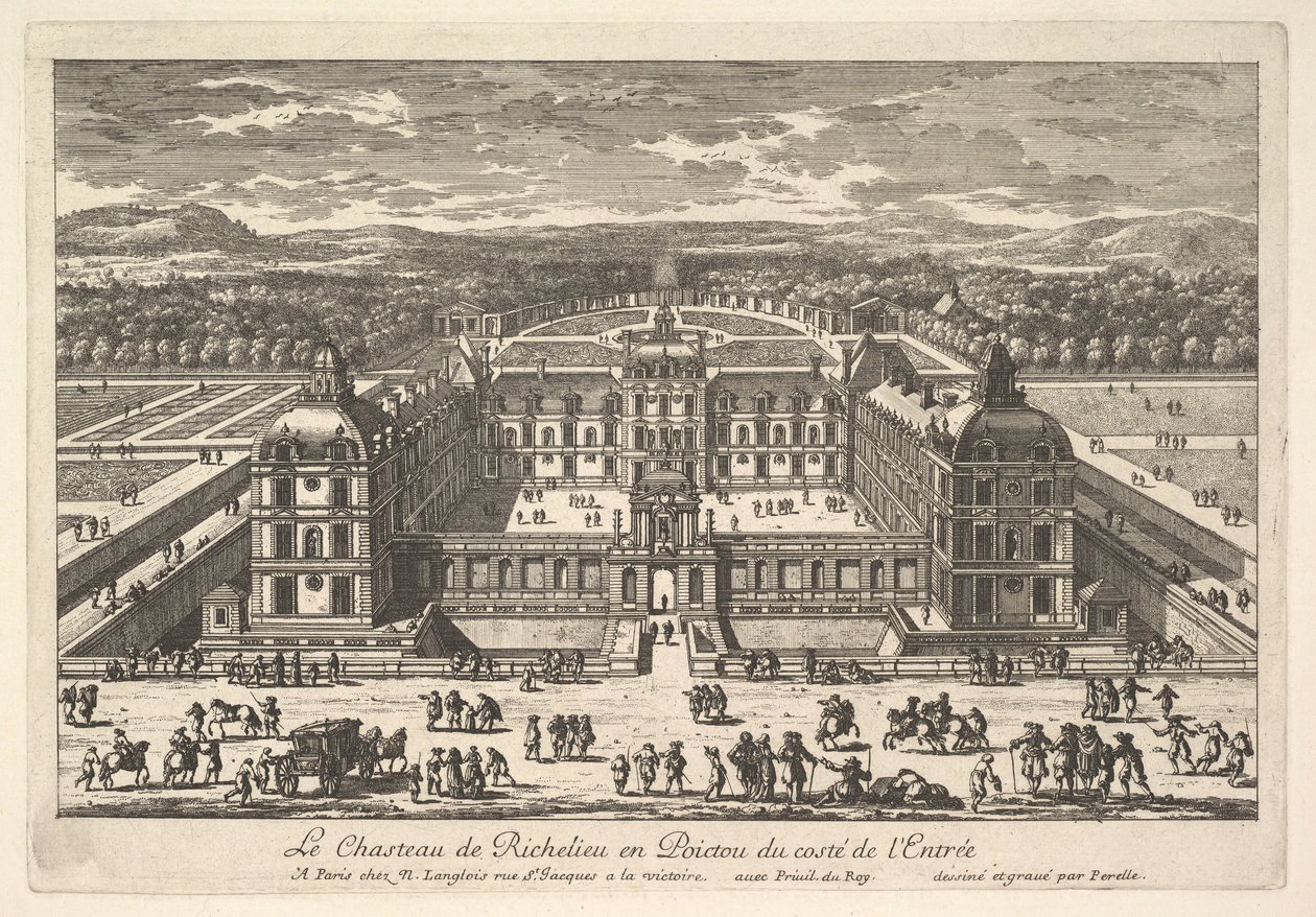 Château de Richelieu en Poictou sisäänkäynnin puolelta, 1600-luku. tekijältä Adam Perelle