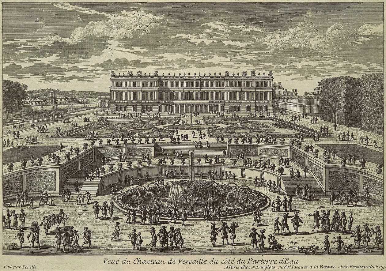 Näkymä Versaillesiin, puutarhan julkisivu, 1680-luku tekijältä Adam Perelle