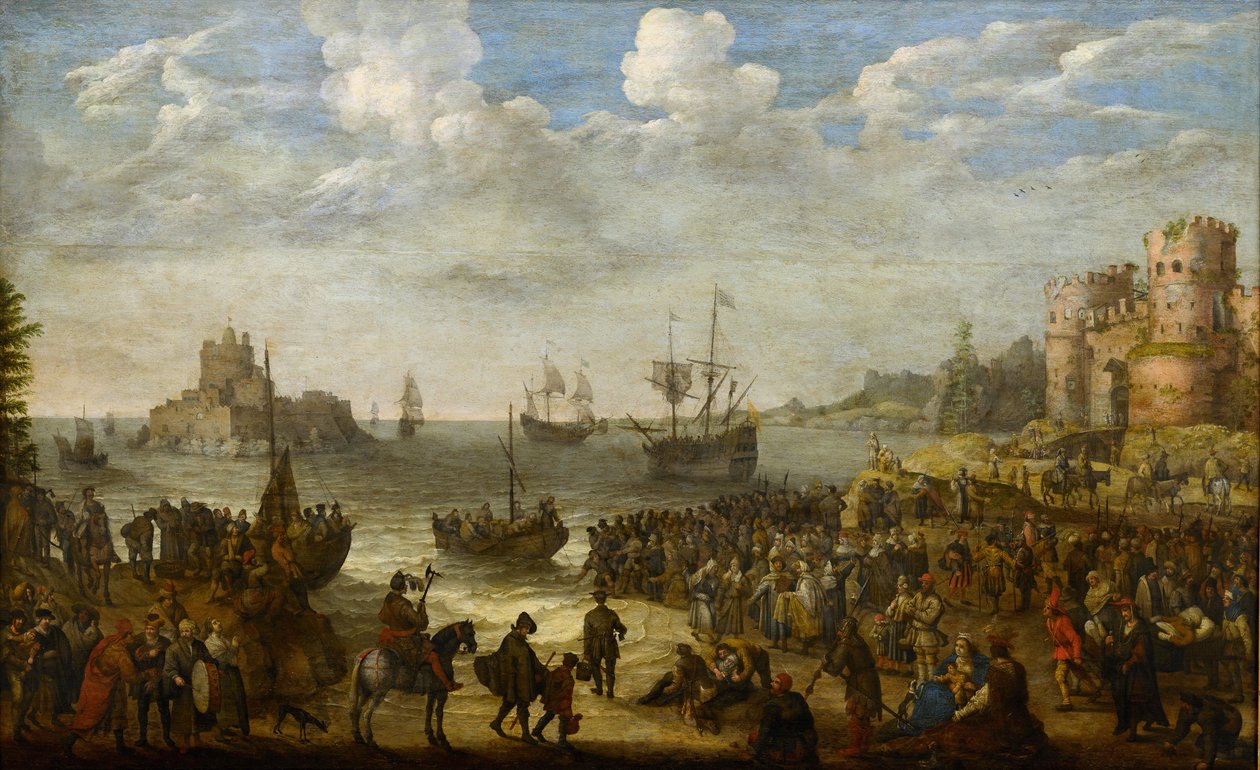 Kristus saarnaa laivasta Galileanmerellä (Lac de Tiberiade) - par Willaerts, Adam (1577-1664). Öljy kankaalle tekijältä Adam Willaerts