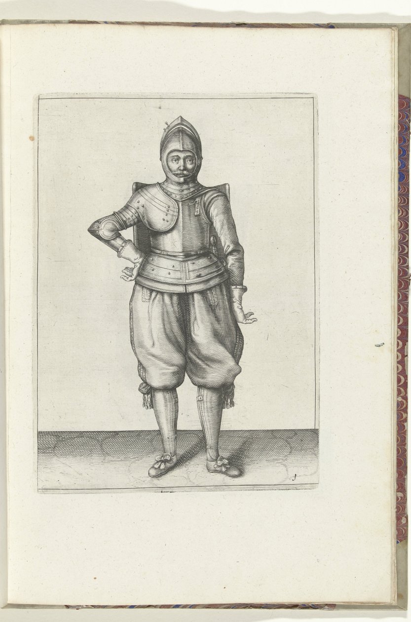 Pora, jossa on tähti ja tarttuja: sotilas levossa, tähti selässä (nro 1), 1618 Nassausche Wapen-Handelinge, van Schilt, Vakoilijat, Rappier ja Targe : beyde figuerlick kuvattu ja kehystetty [of] (...) Maurits van Nassa tekijältä Adam van Breen