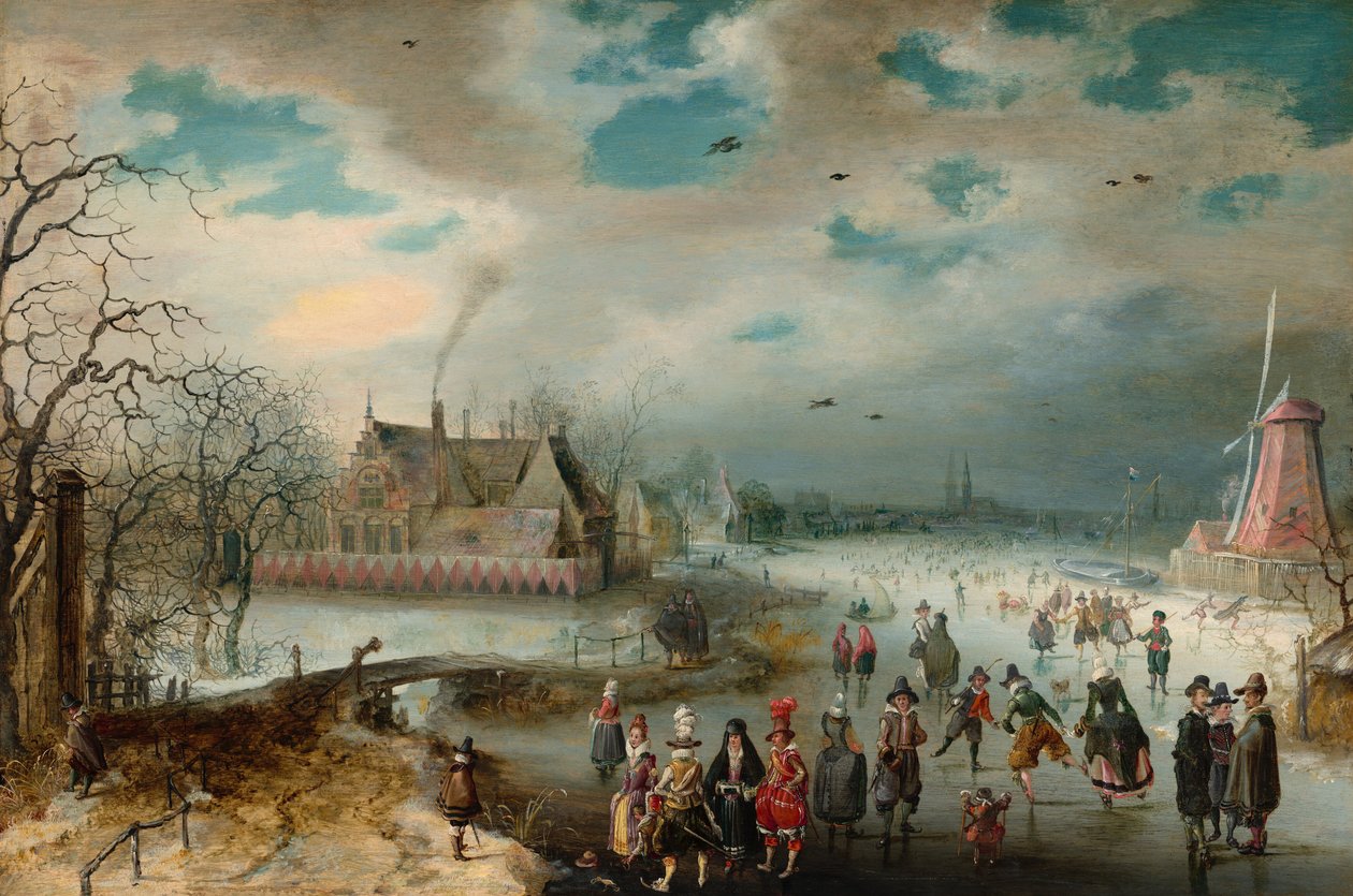 Luistelu Frozen Amstel -joella, 1611. tekijältä Adam van Breen