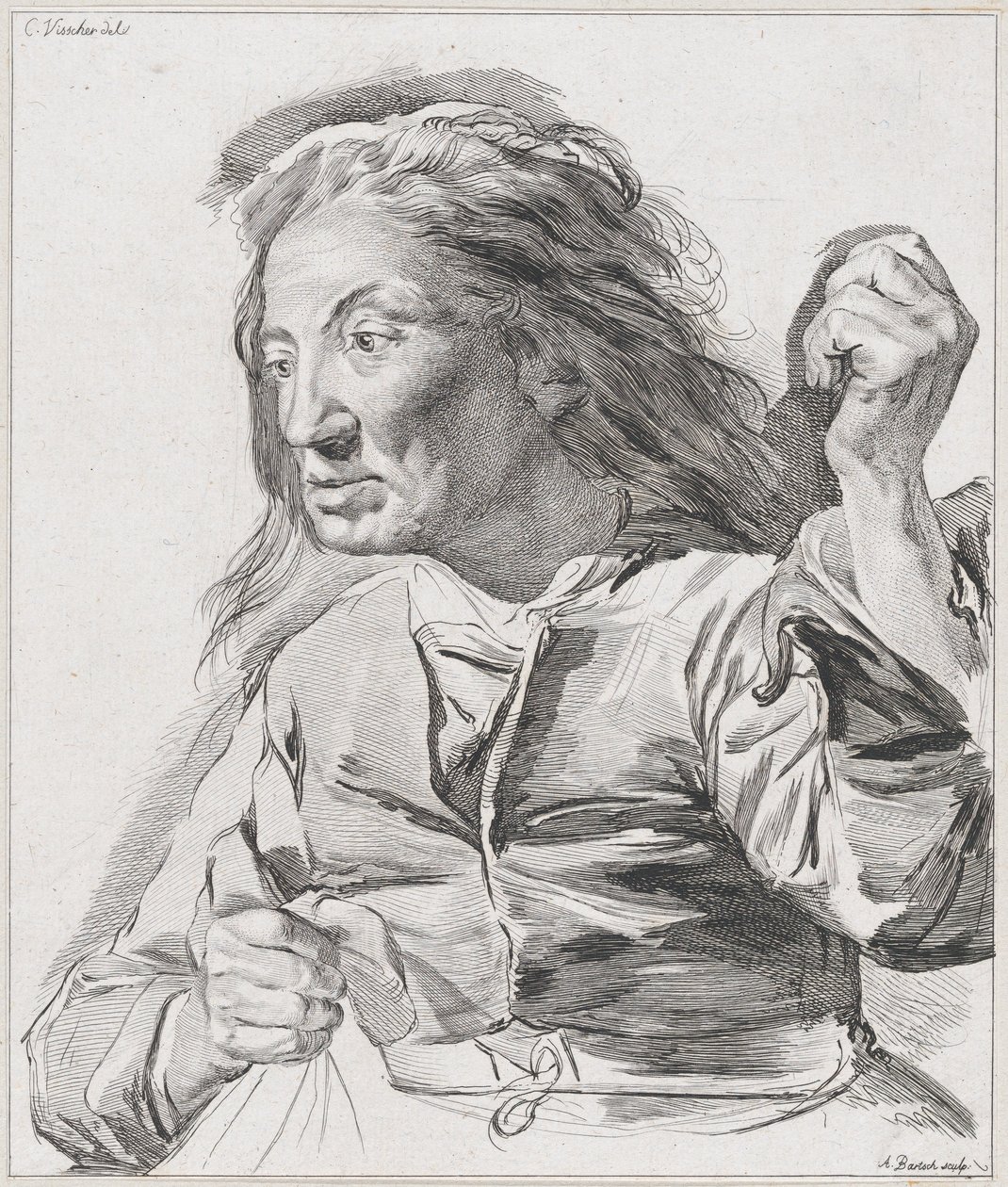 Vanha nainen nyrkissä puristuksissa, 1786. tekijältä Adam von Bartsch