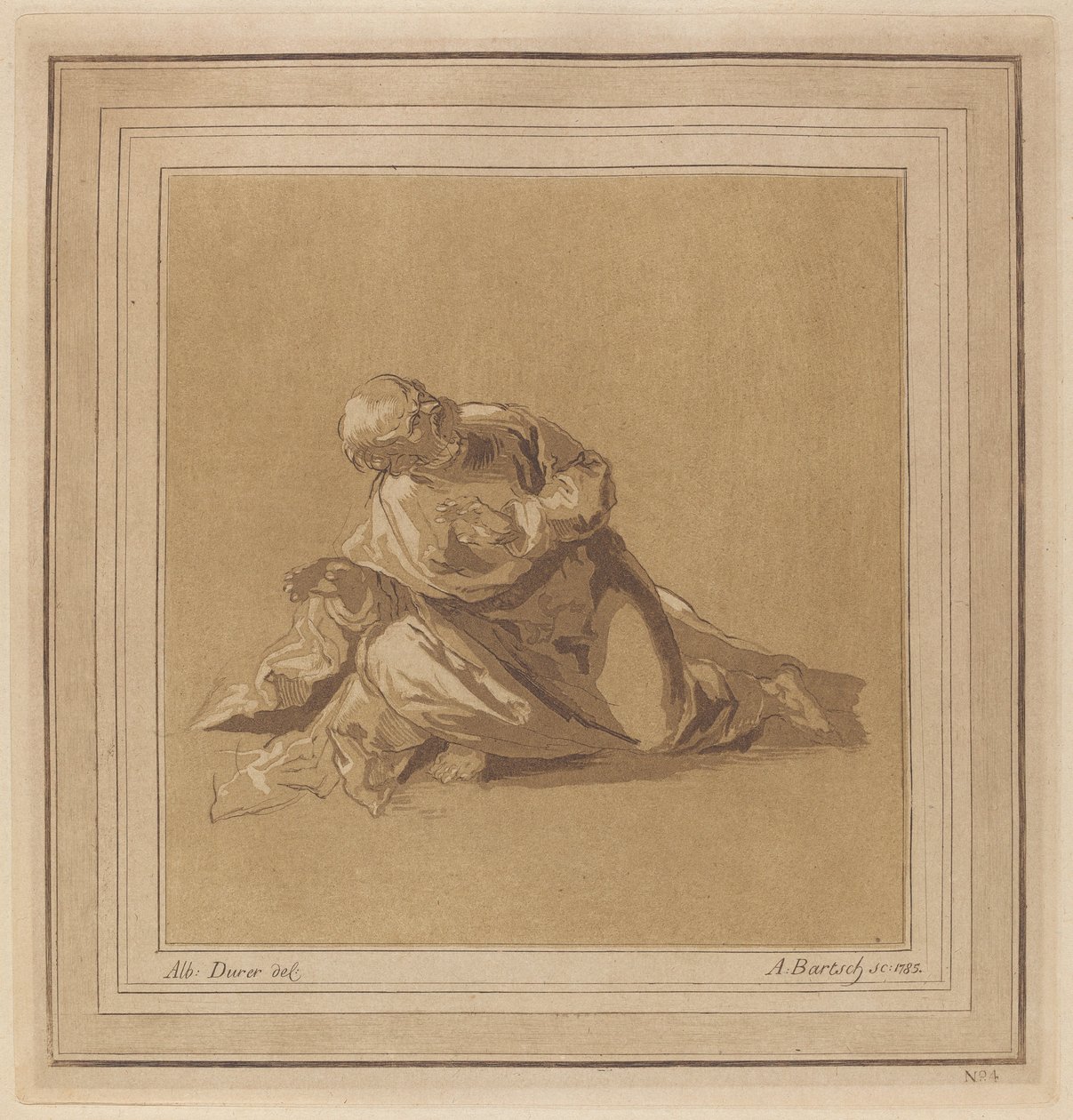 Hiipivä apostoli (Pyhä Pietari) tekijältä Adam von Bartsch, after a drawing formerly attributed to Albrecht Dürer