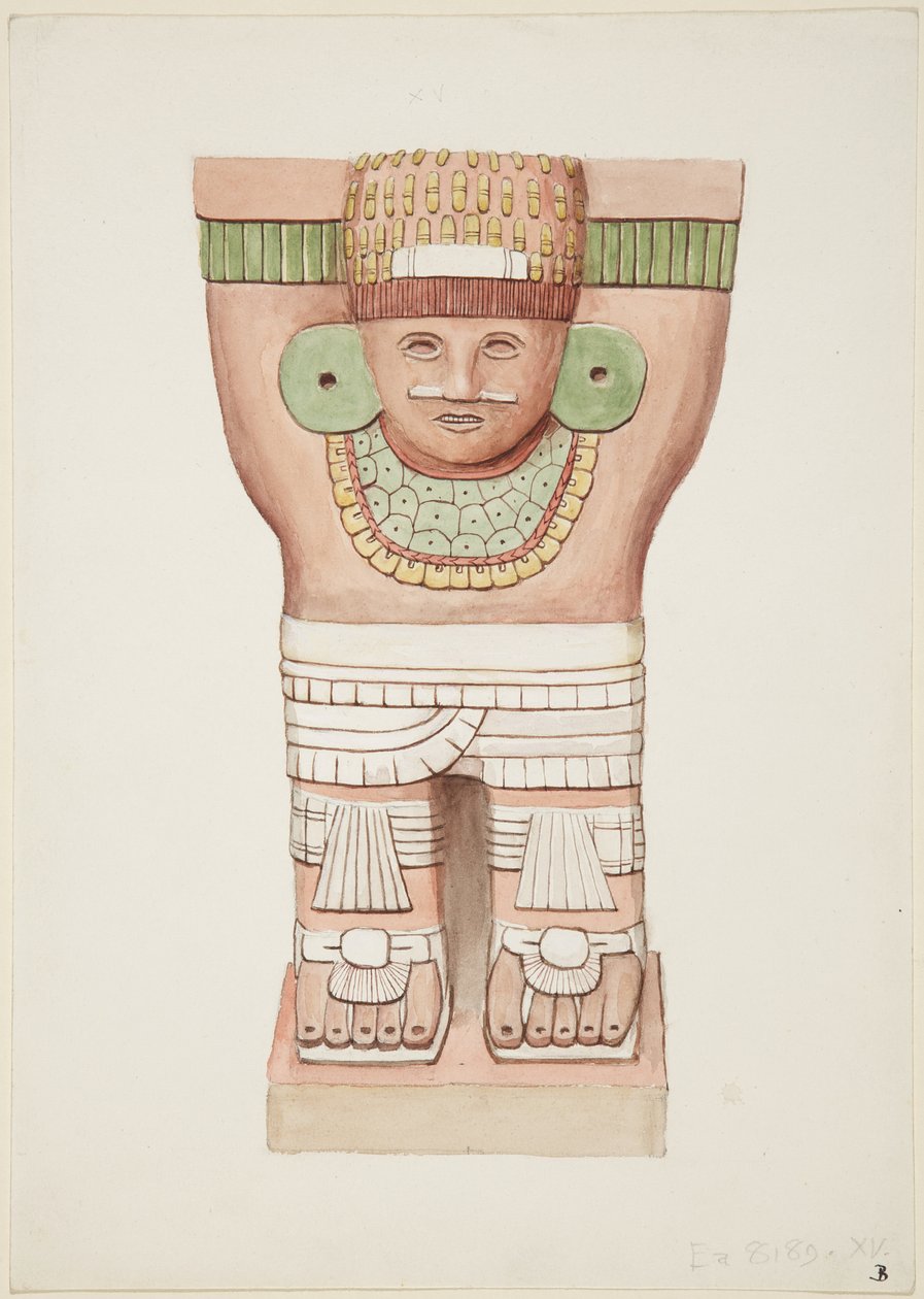 Caryatid ulkokammiosta, temppeli A, pallokenttätemppeli, Chichen Itza, Meksiko tekijältä Adela Breton
