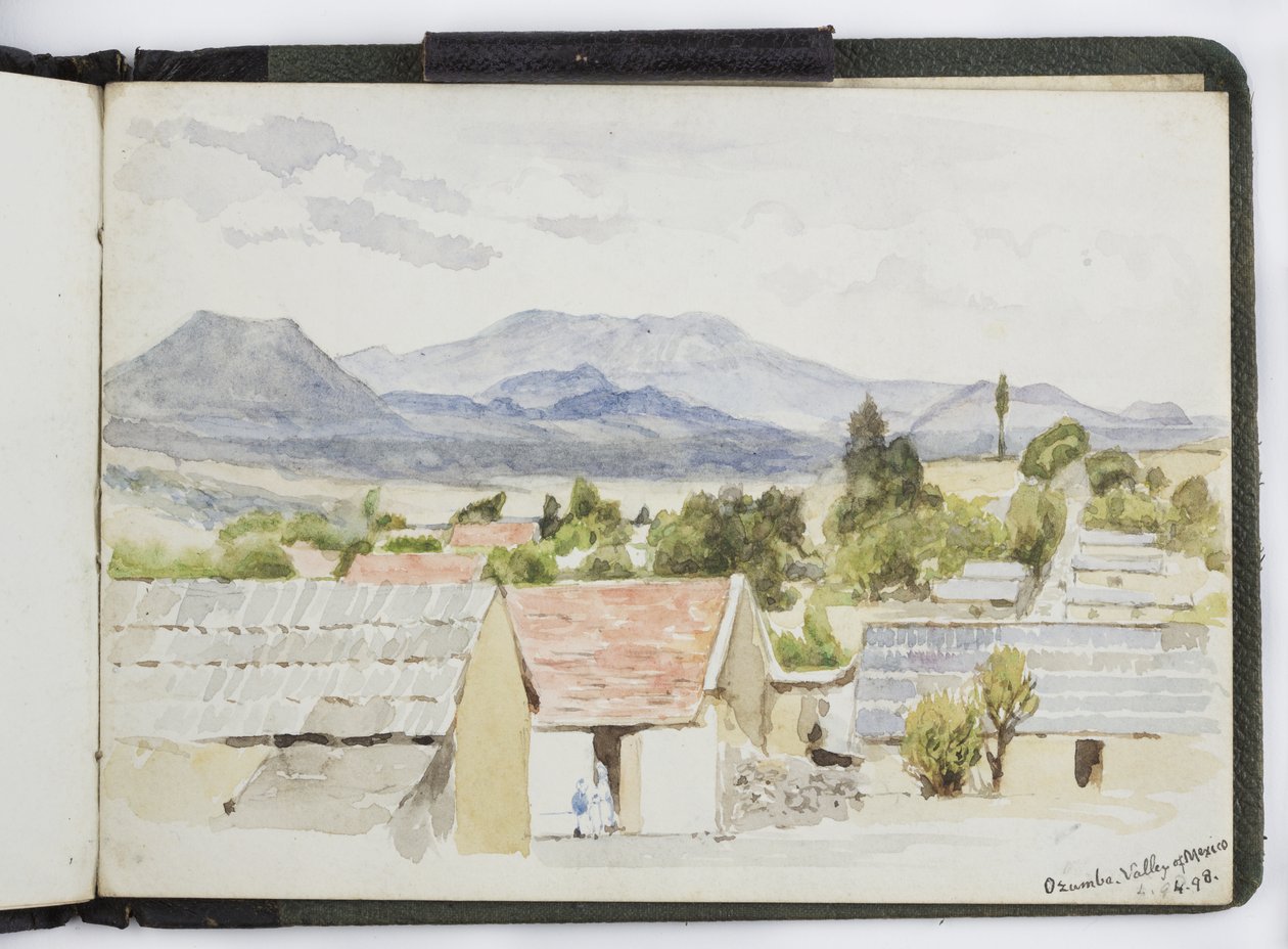 Luonnoskirja vesiväreistä, piirustuksia ja muistiinpanoja, Meksiko, 1896-1898 (akvarelli) tekijältä Adela Breton