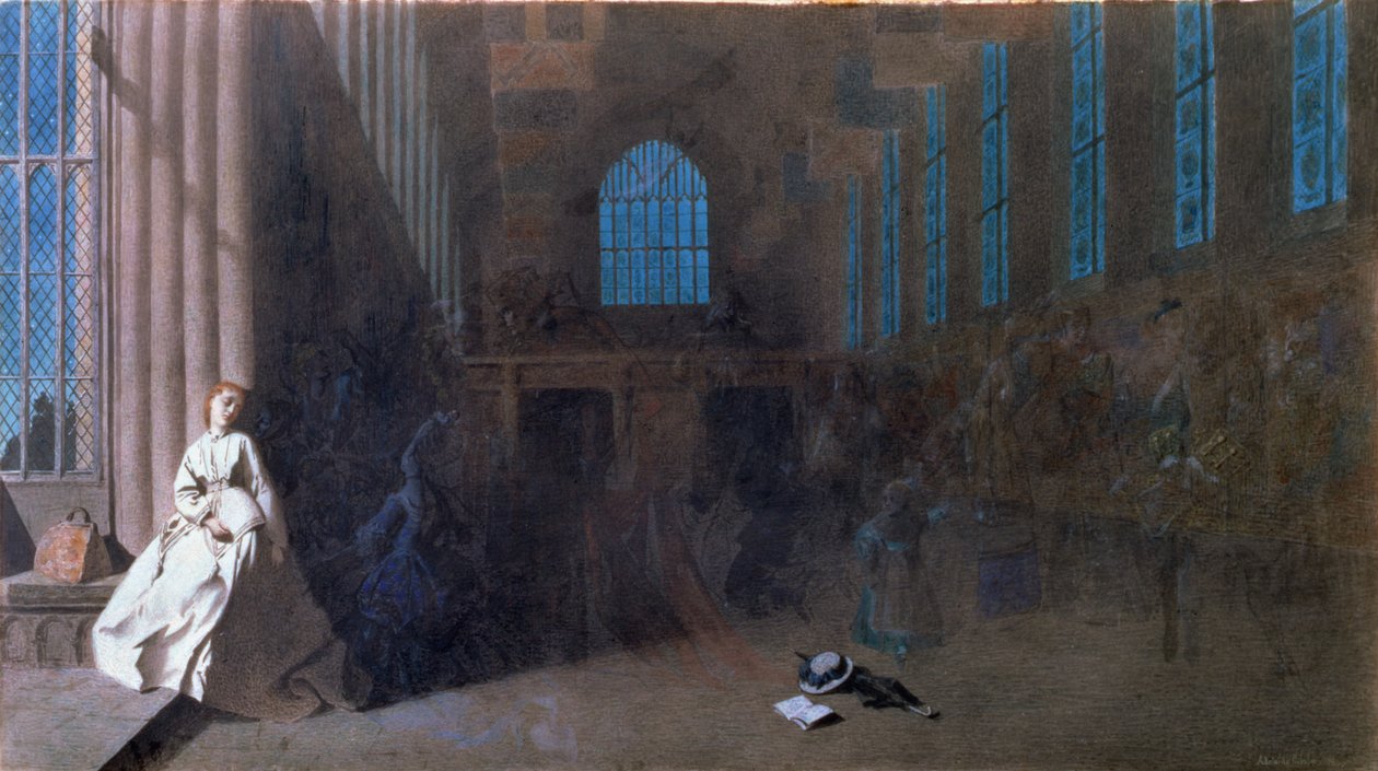 Menneisyyden unelmat, Hampton Court (akvarelli paperille) tekijältä Adelaide Claxton