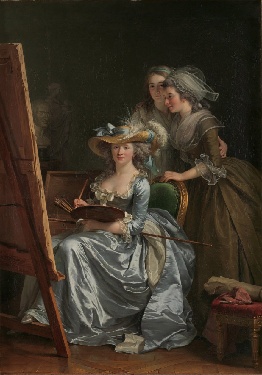 Omakuva, jossa on kaksi oppilasta, Marie Gabrielle Capet ja Marie Marguerite Carreaux de Rosemond tekijältä Adelaide Labille Guiard