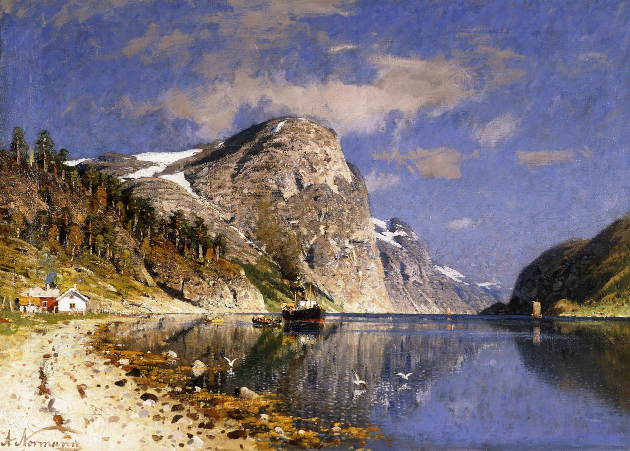 Höyrylaiva Sognefjordissa, tekijältä Adelsteen Normann