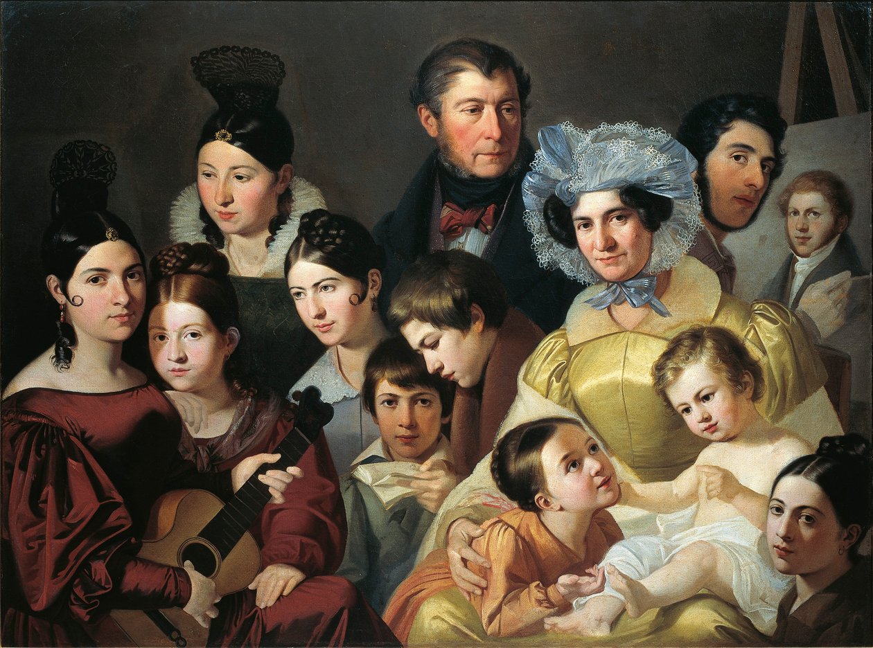 Malatesta-perhe vuonna 1835, kirjoittanut Adeodato Malatesta, öljy kankaalle tekijältä Adeodato Malatesta or Malatesti