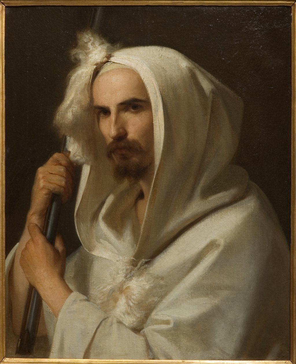 Muotokuva arabista, kivääri ja barracano 1849 (öljy kankaalle) tekijältä Adeodato Malatesta or Malatesti