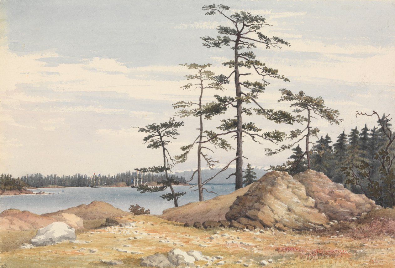 "Esquimaltin satama, Vancouverin saari, 28. kesäkuuta 1851 [Kanada]". tekijältä Admiral Sir Edward Gennys Fanshawe