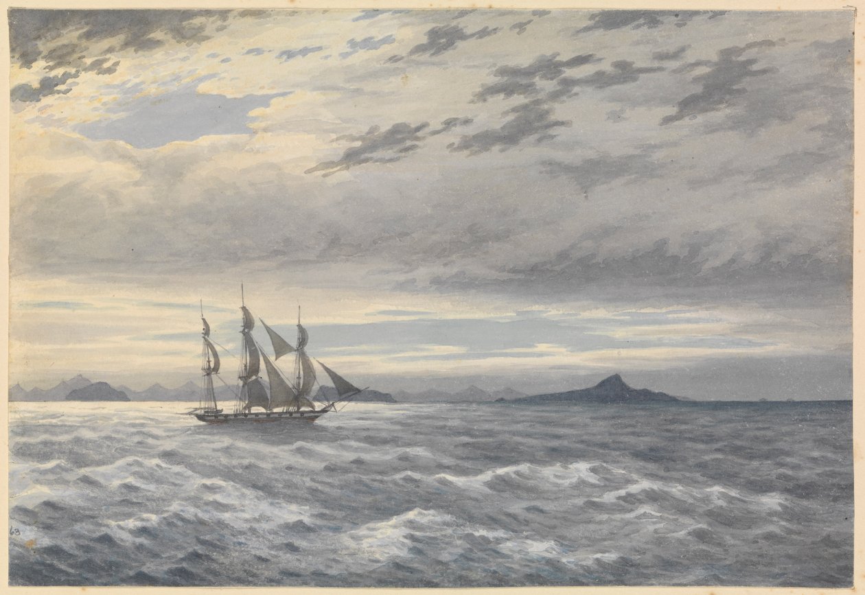 HMS "Daphne" Kap Hornin edustalla 28. toukokuuta 1852 (vesiväri). tekijältä Admiral Sir Edward Gennys Fanshawe
