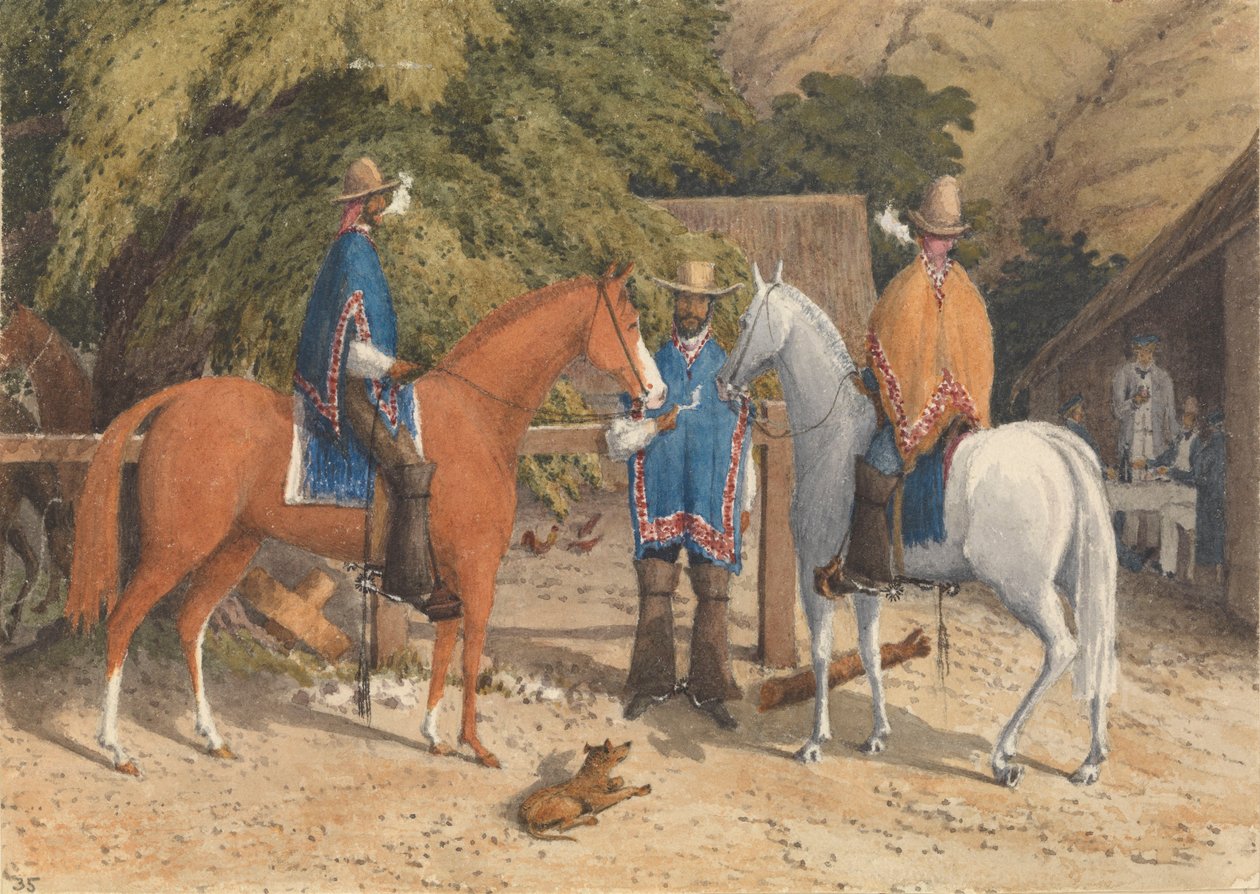 "Conconin rancho, Valparaison ja Quillotan välillä, 14. tammikuuta 1850 [Chile]". tekijältä Admiral Sir Edward Gennys Fanshawe