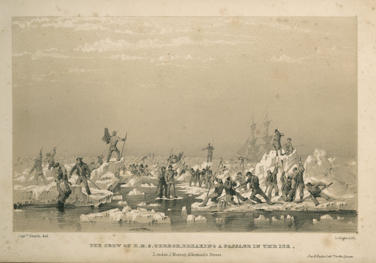 H.M.S.:n miehistö Terror, käytävän rikkominen jäässä tekijältä Admiral William Henry Smyth