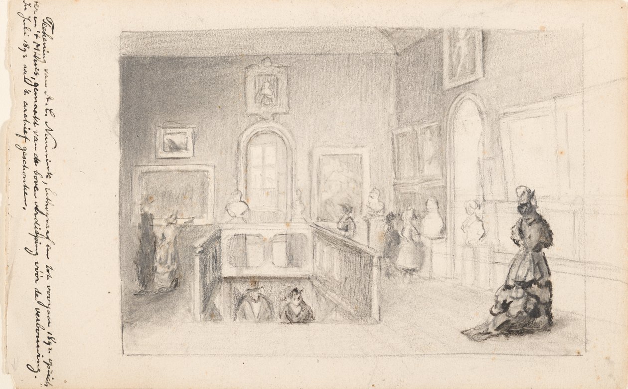 Bezoekers de Trapzaal in het Mauritshuis tekijältä Adolf Carel Nunnink