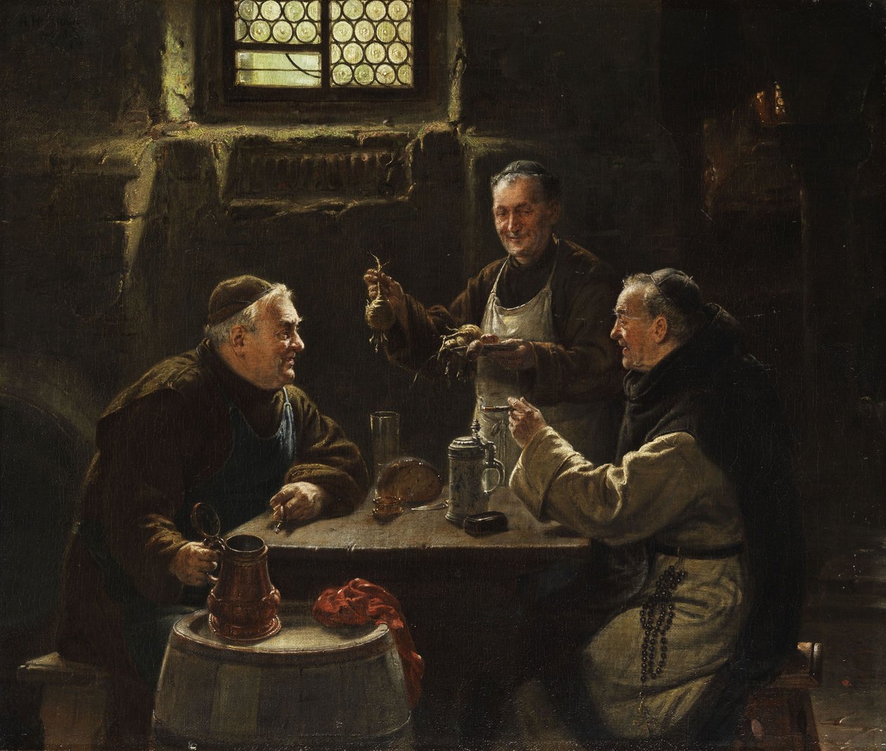 Drei Mönche bei der Vesper-Mahlzeit tekijältä Adolf Humborg