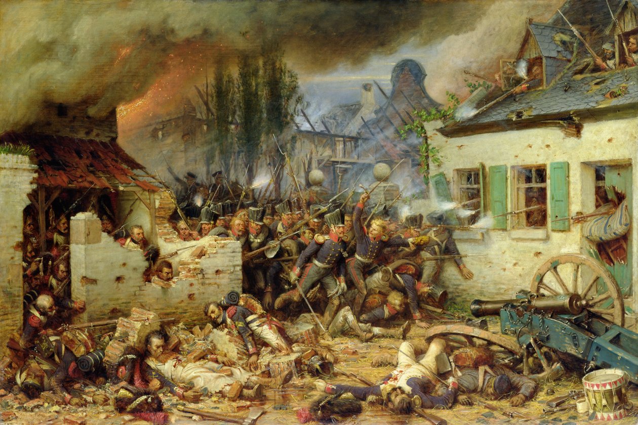 Hyökkäys preussilaisia vastaan Plancenoitissa Waterloon taistelussa, 1863 tekijältä Adolf Northern