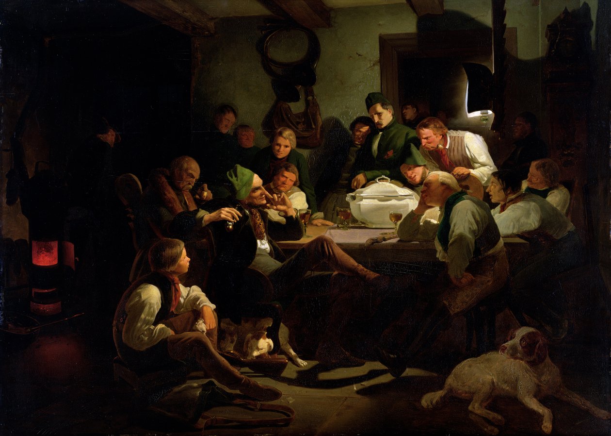 Munchhausen kertoo metsästystarinoitaan vuodelta 1842 tekijältä Adolf Schrodter