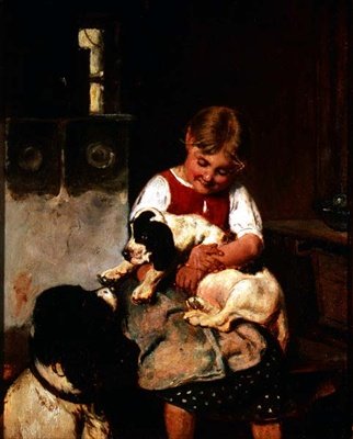 Nuori tyttö pennun kanssa tekijältä Adolf Eberle