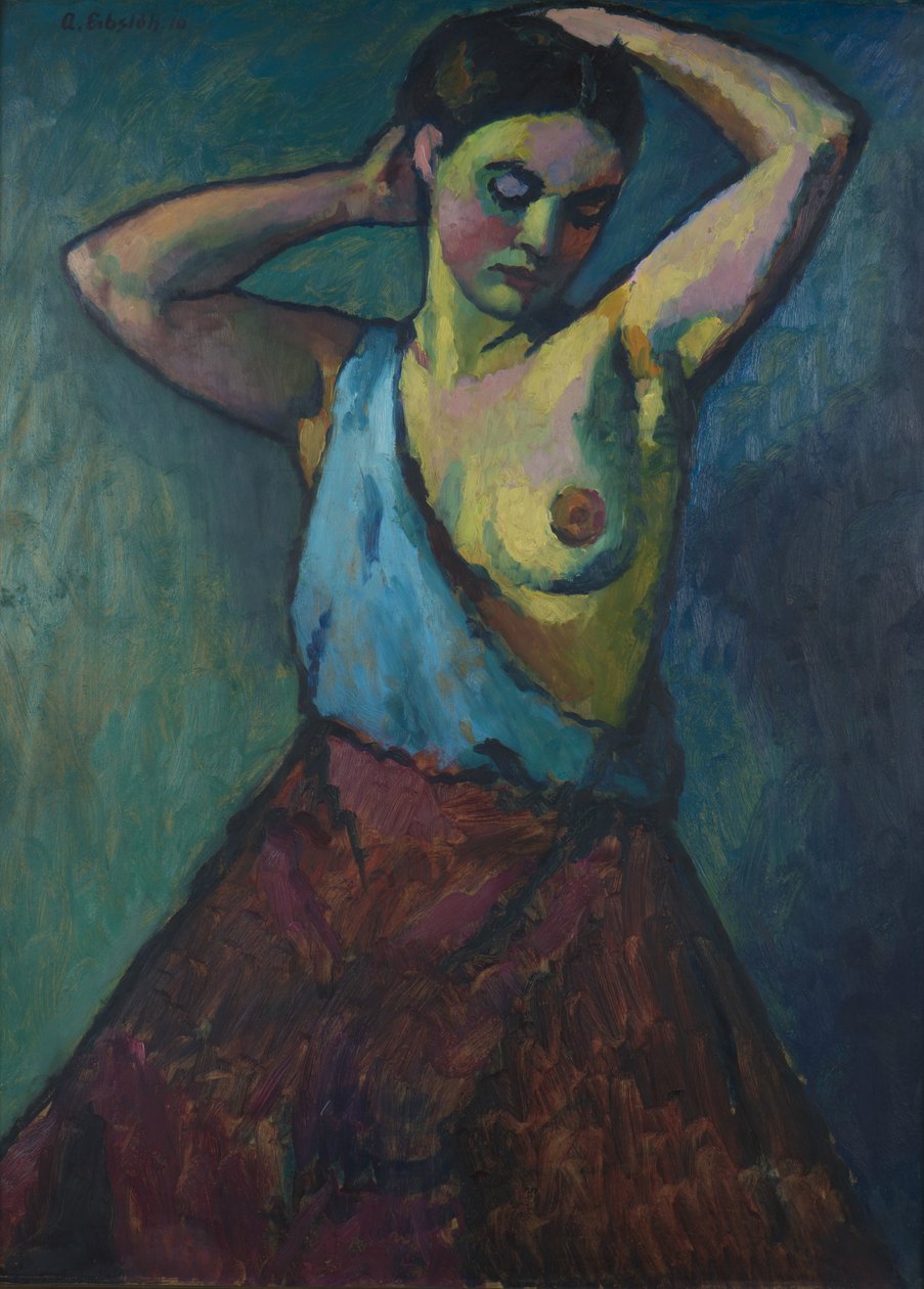 Tyttö punaisessa hameessa, 1910. tekijältä Adolf Erbslöh