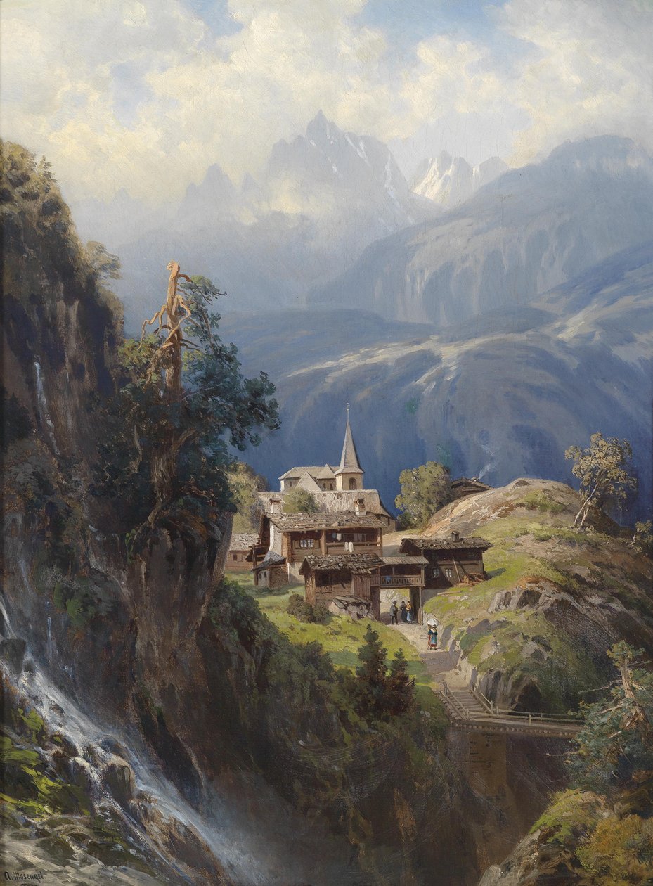 Dorf in Berner Alpen tekijältä Adolf Mosengel