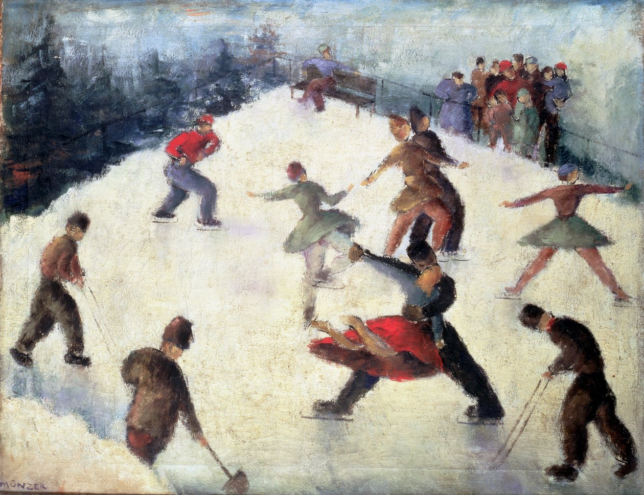 Talviluistelukohtaus n.1920 tekijältä Adolf Munzer