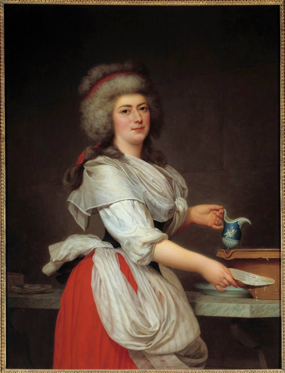 Muotokuva rouva Aughiesta, Ranskan kuningatar Marie Antoinetten piikasta Adolf Ulrich Wertmuller (1751 - 1811) maalaus 1700-luvun Tukholman kansallismuseo tekijältä Adolf Ulrich Wertmuller