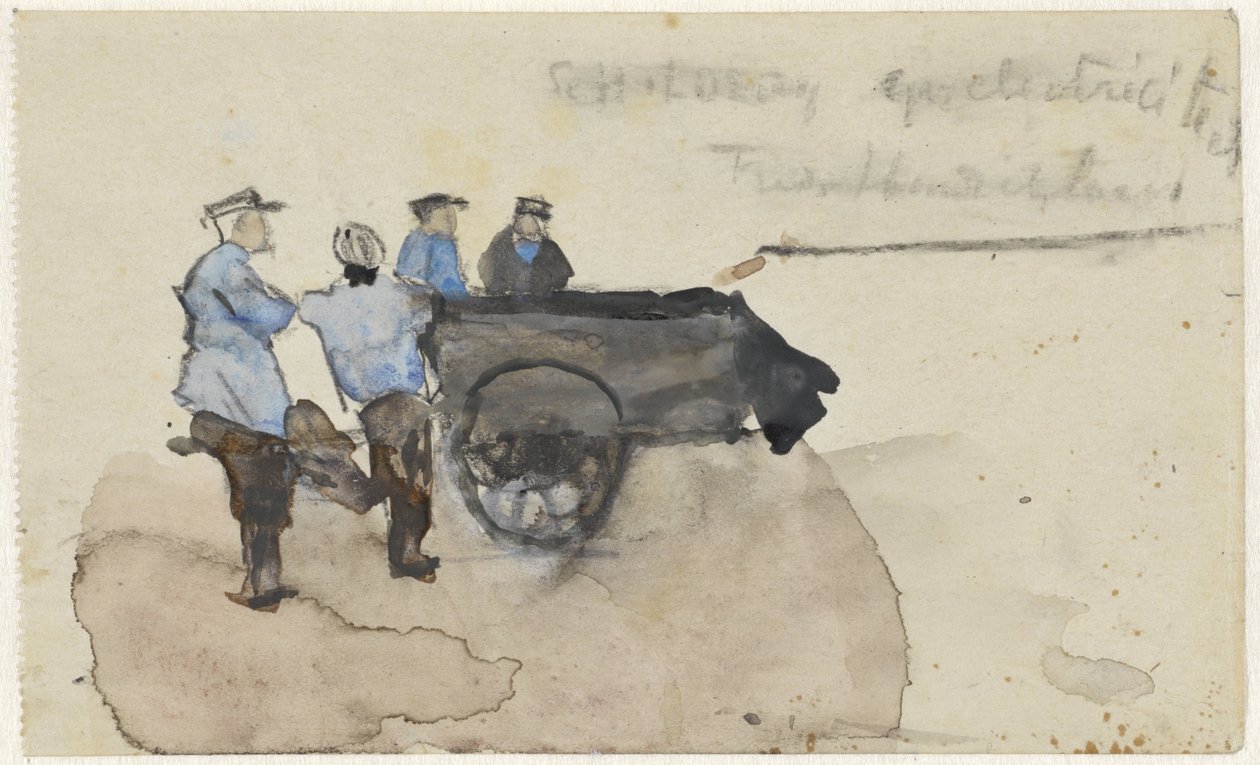 Neljä työmiestä kärryineen tekijältä Adolf le Comte