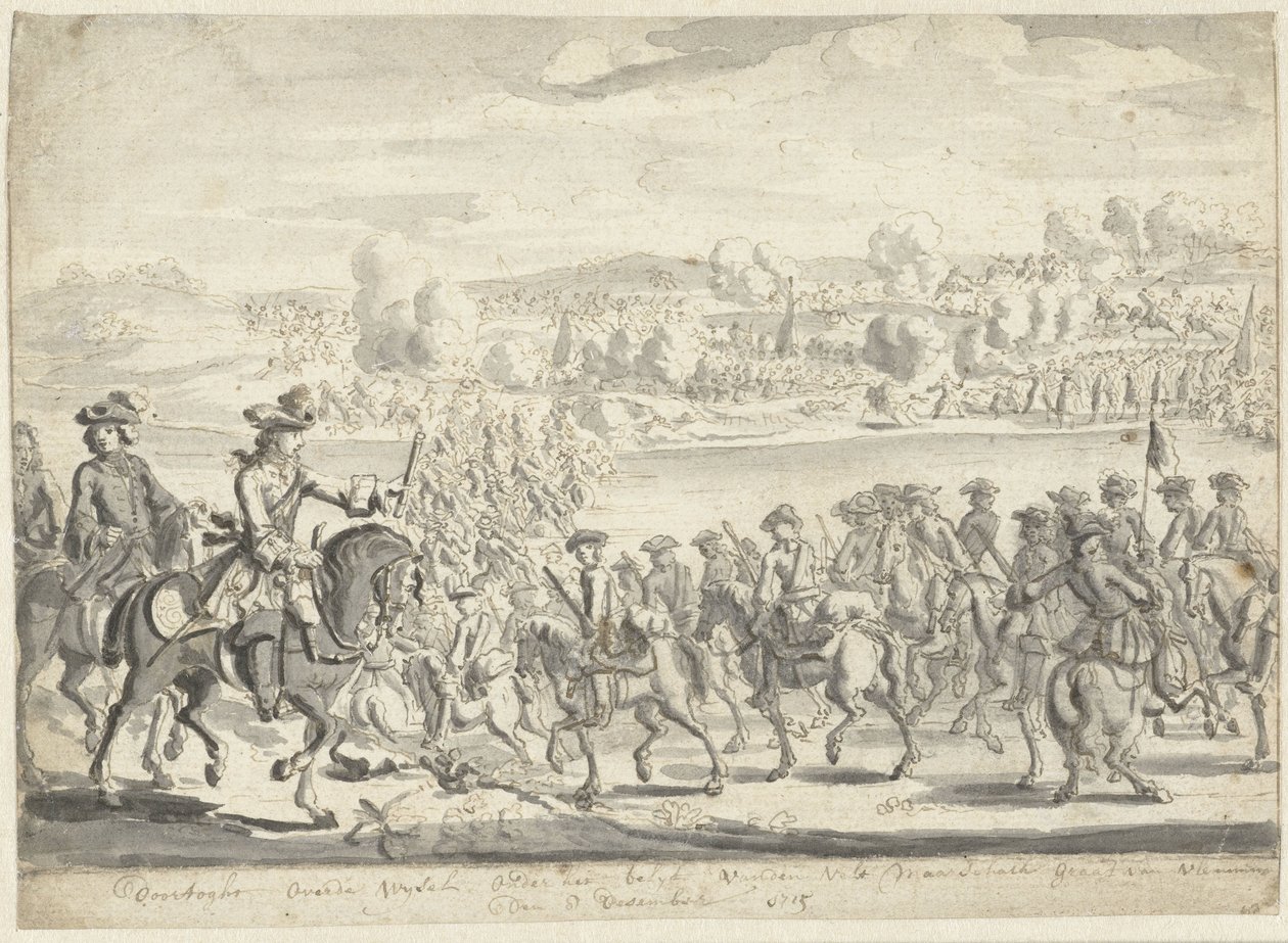Saksien armeija kulki Veikselin yli 8. joulukuuta 1715 tekijältä Adolf van der Laan