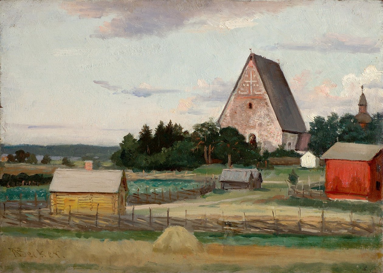 Lohjan kirkko, luonnos tekijältä Adolf von Becker
