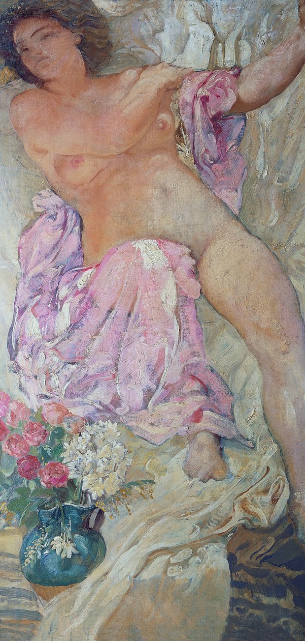 Nainen kukkien kanssa tekijältä Adolfo de Carolis