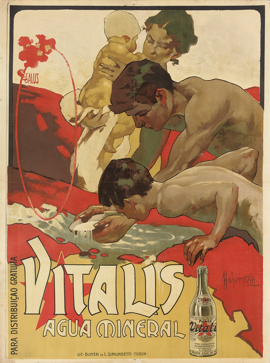 Kivennäisveden "Vitalis" mainosjuliste, 1895 tekijältä Adolfo Hohenstein