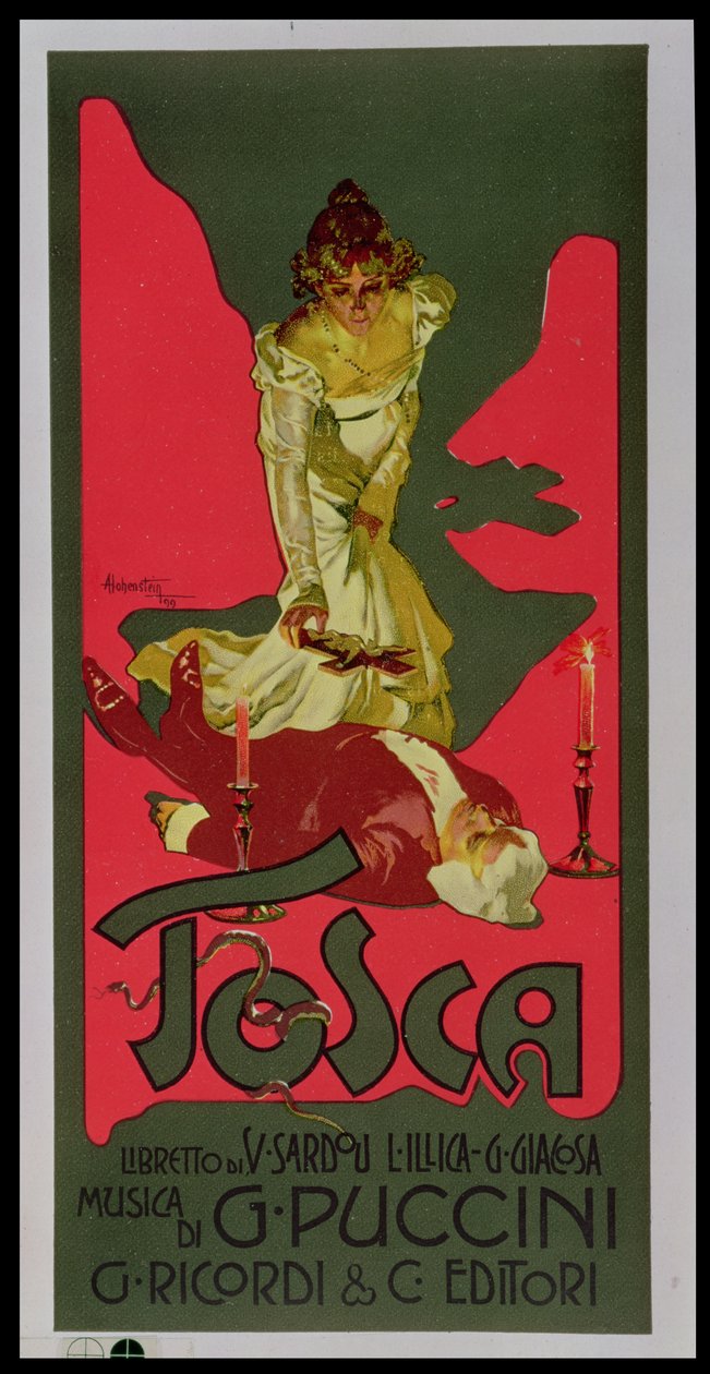 Tosca, esitystä mainostava juliste tekijältä Adolfo Hohenstein