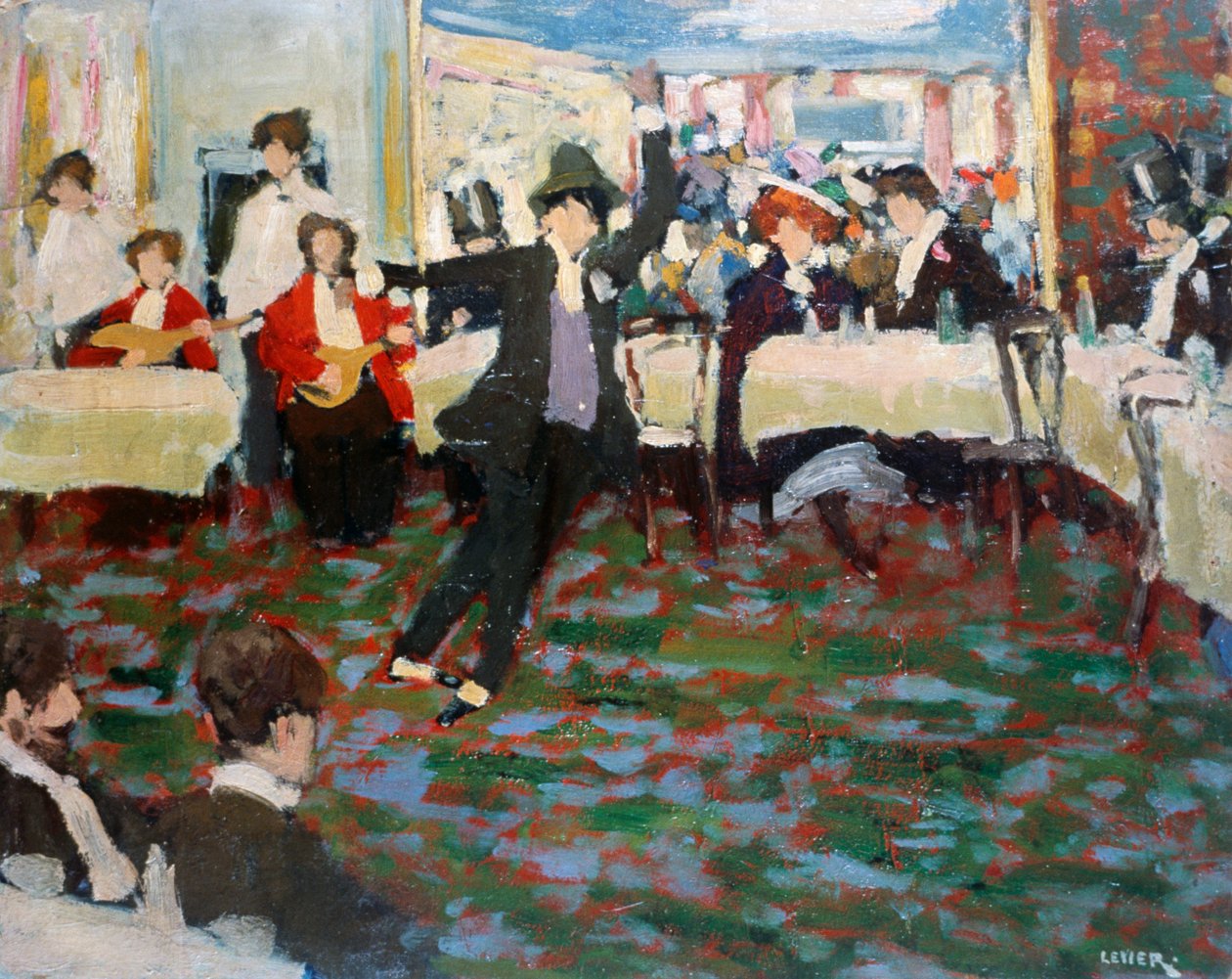 Maurice Chevalier, Adolfo Levier (1873-1953), öljy kartongille, 49x60 cm. Italia, 20. vuosisata. tekijältä Adolfo Levier
