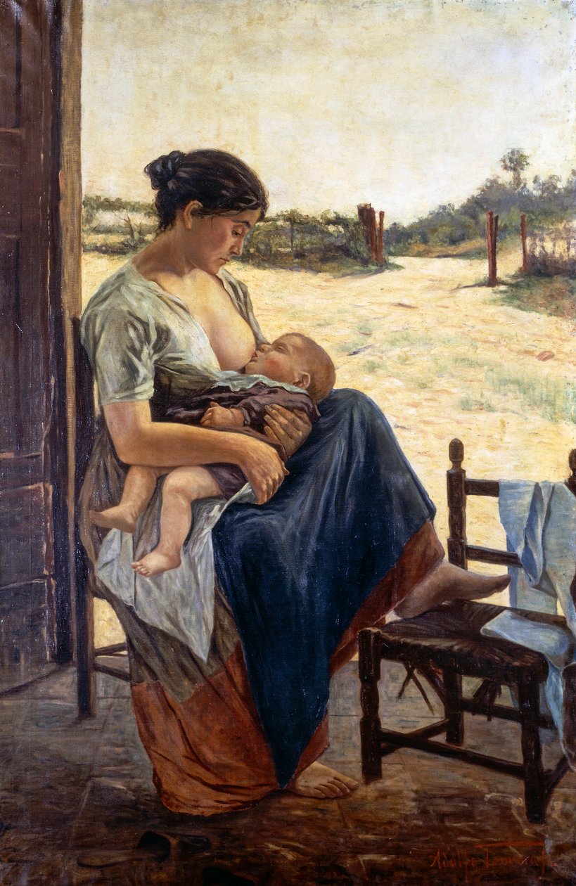 Äitiys, Adolfo Tommasi (1851-1933), öljy kankaalle tekijältä Adolfo Tommasi
