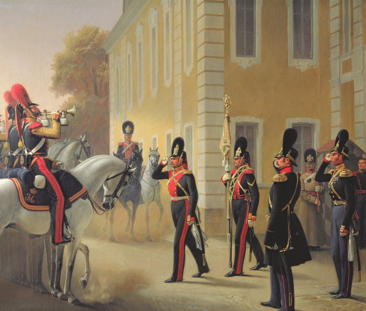 Suuren palatsin vartijoiden standardin paraati, 1853 tekijältä Adolph Gebens