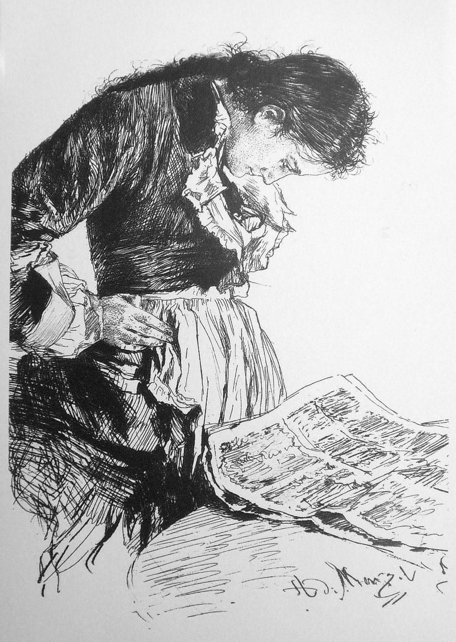 Die Zeitungsleserin tekijältä Adolph Menzel
