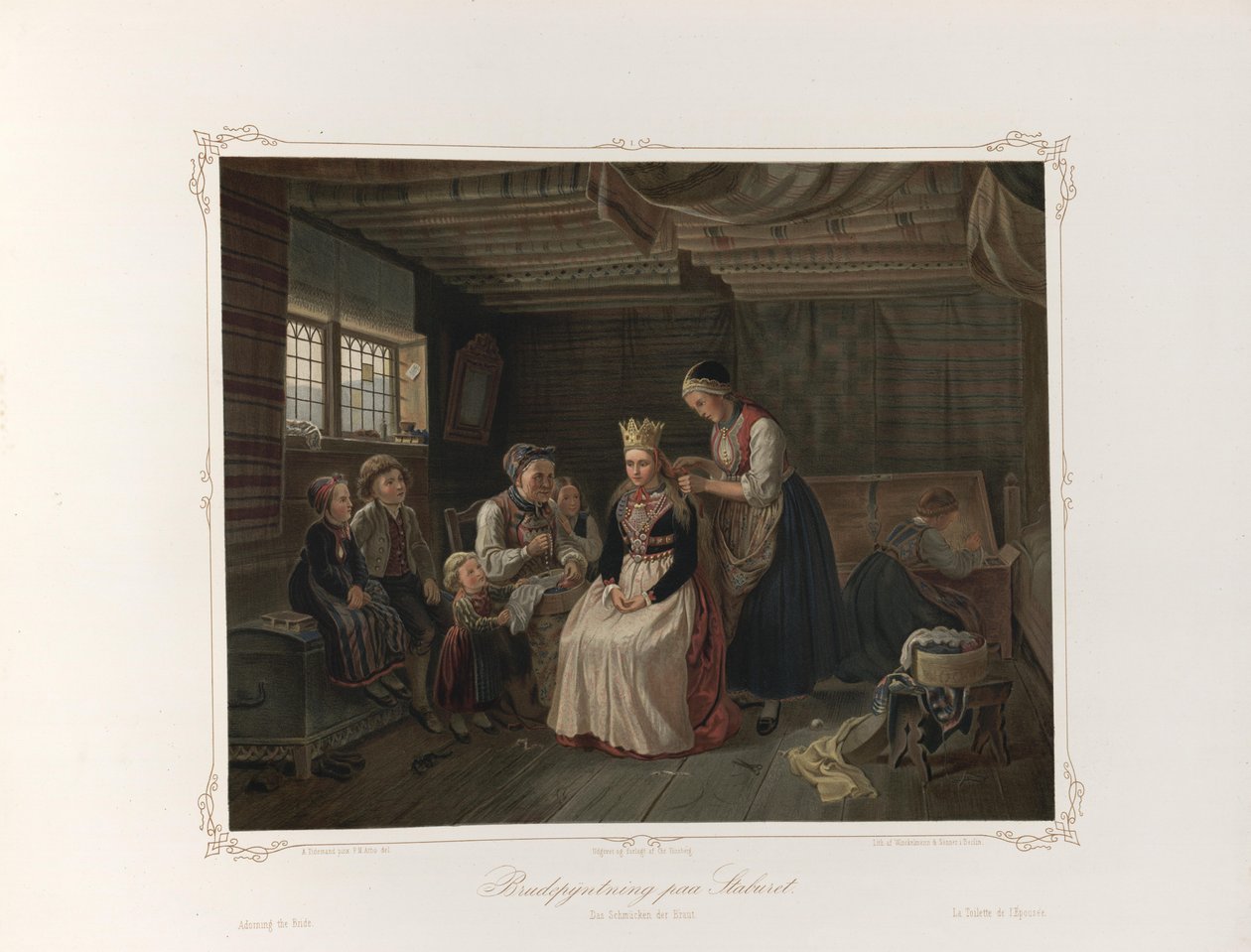 Kuvitukset heistä Norske Folkelivsbilleder av Tidemand, Adolph og utgitt av Chr. Tønsberg (Christiania, 1858) tekijältä Adolph Tidemand