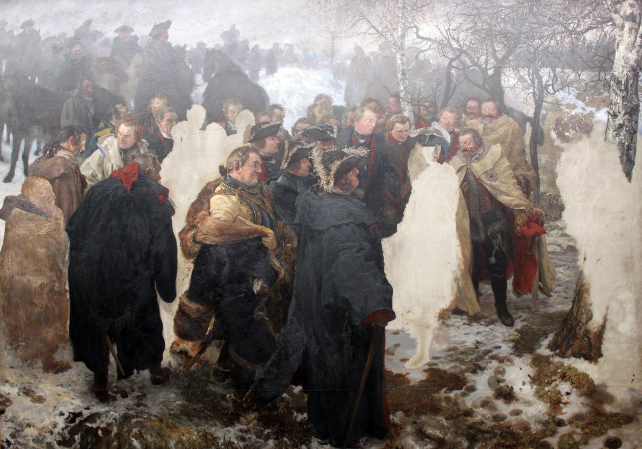 Fredrik Suuren puhe kenraaleilleen ennen Leuthenin taistelua 1757 tekijältä Adolph Menzel
