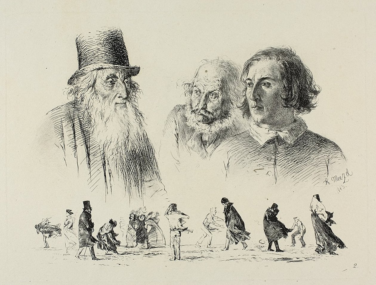 Levy kaksi, Radierversuche tekijältä Adolph Menzel