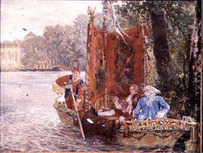 Jokimatka Rheinsburgissa, 1860 (öljy) tekijältä Adolph Menzel