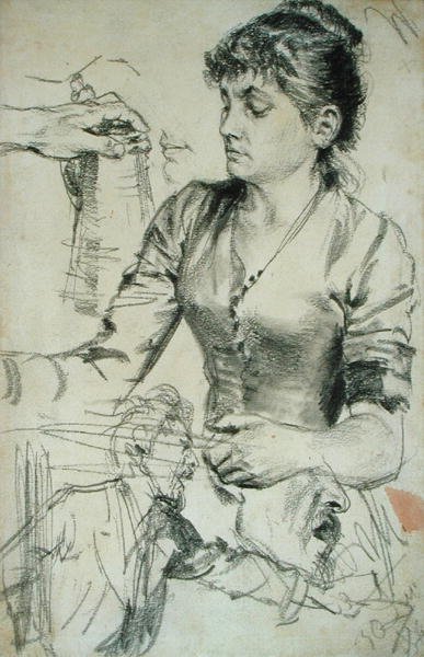 Study for Contribution (lyijykynä paperilla) tekijältä Adolph Menzel