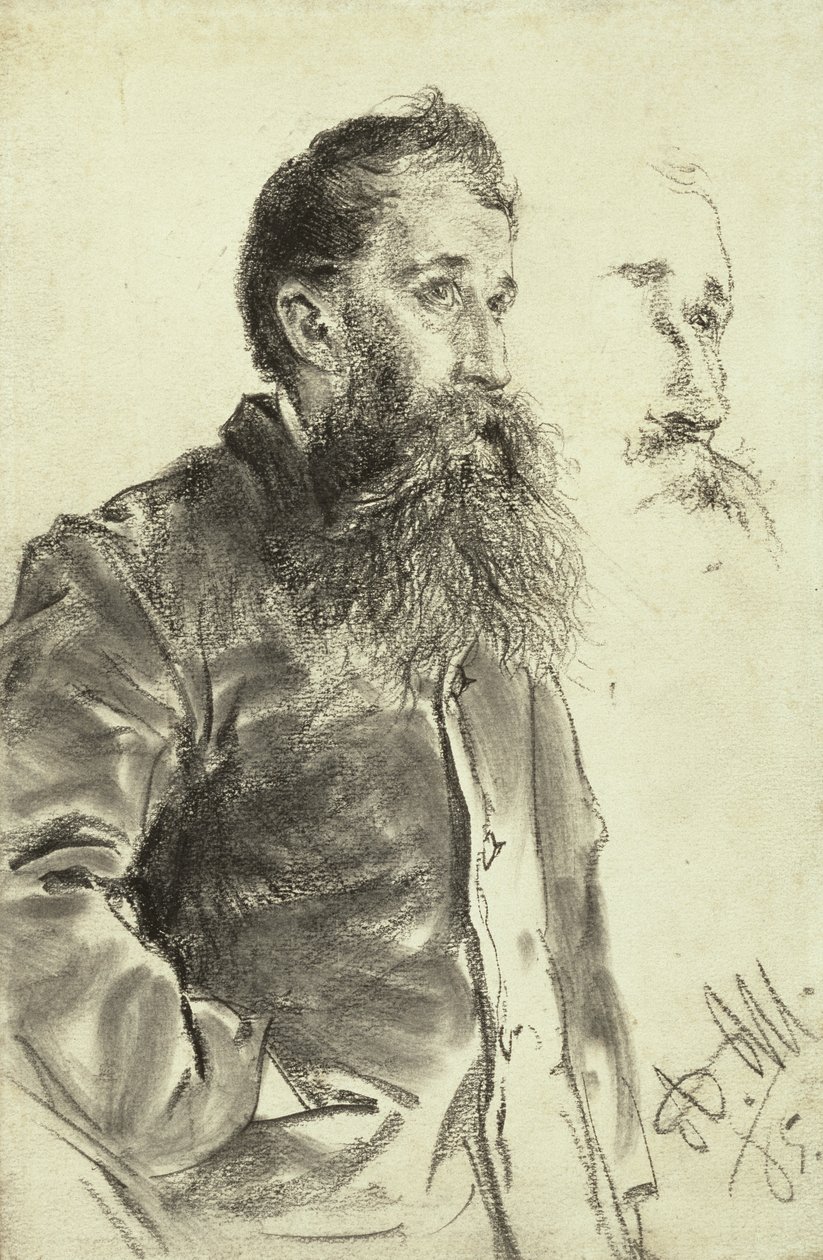 Tutkimus miehestä, jolla on parta, hänen käsi taskussaan, 1885 tekijältä Adolph Menzel