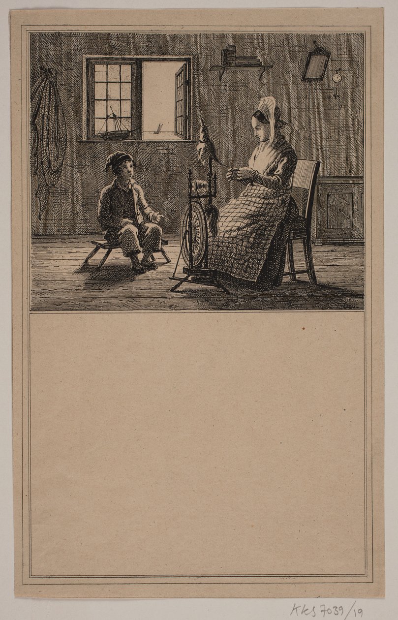 Äiti ja poika. Ei. 18 Chr. Winther ja M. Rørbye, "25 kuvaa pienille lapsille" tekijältä Johan Adolph Kittendorff