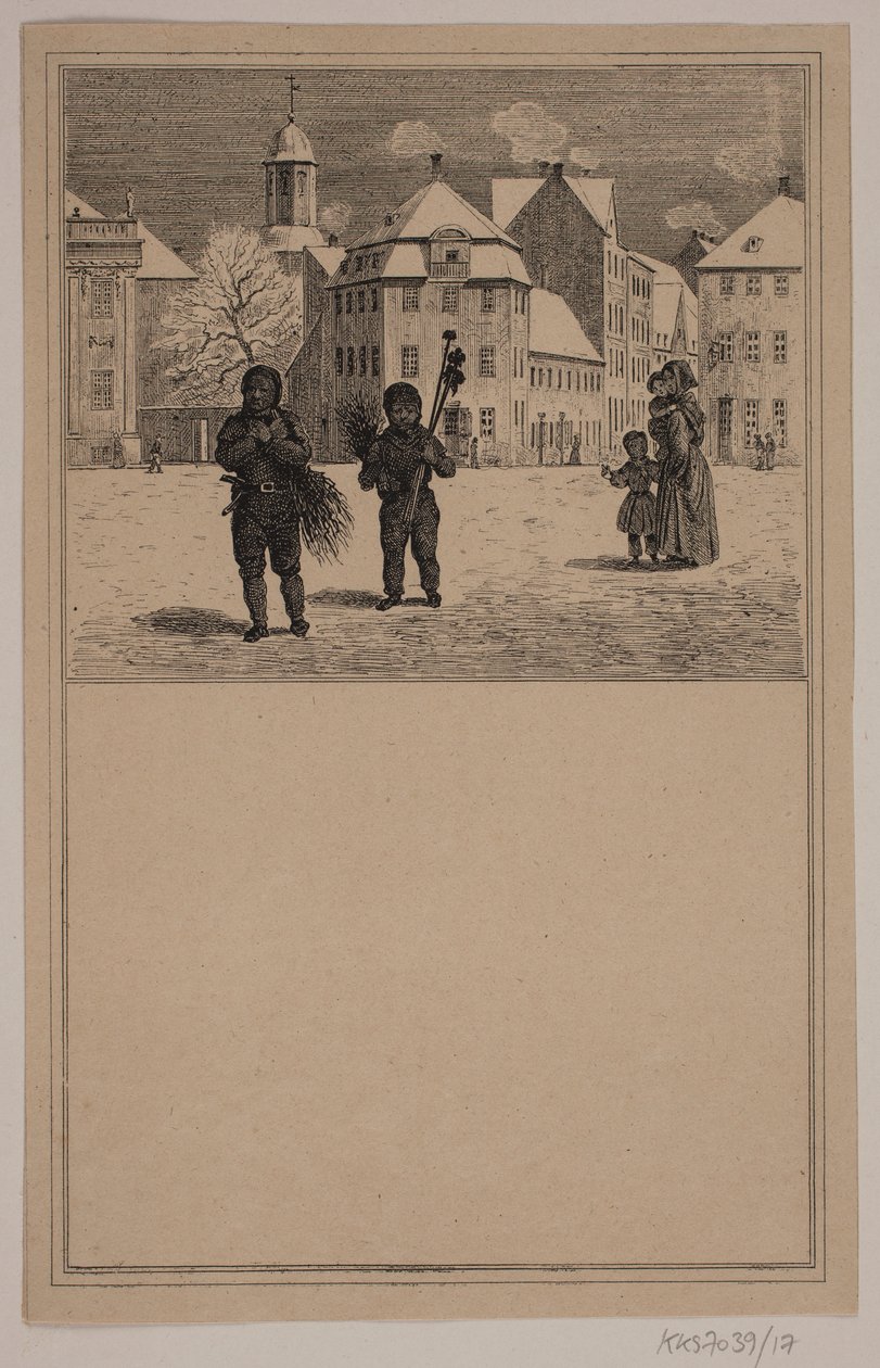 Savupiipun lakaisijat. Ei. 16 in Chr. Winther ja M. Rørbye, "25 kuvaa pienille lapsille" tekijältä Johan Adolph Kittendorff
