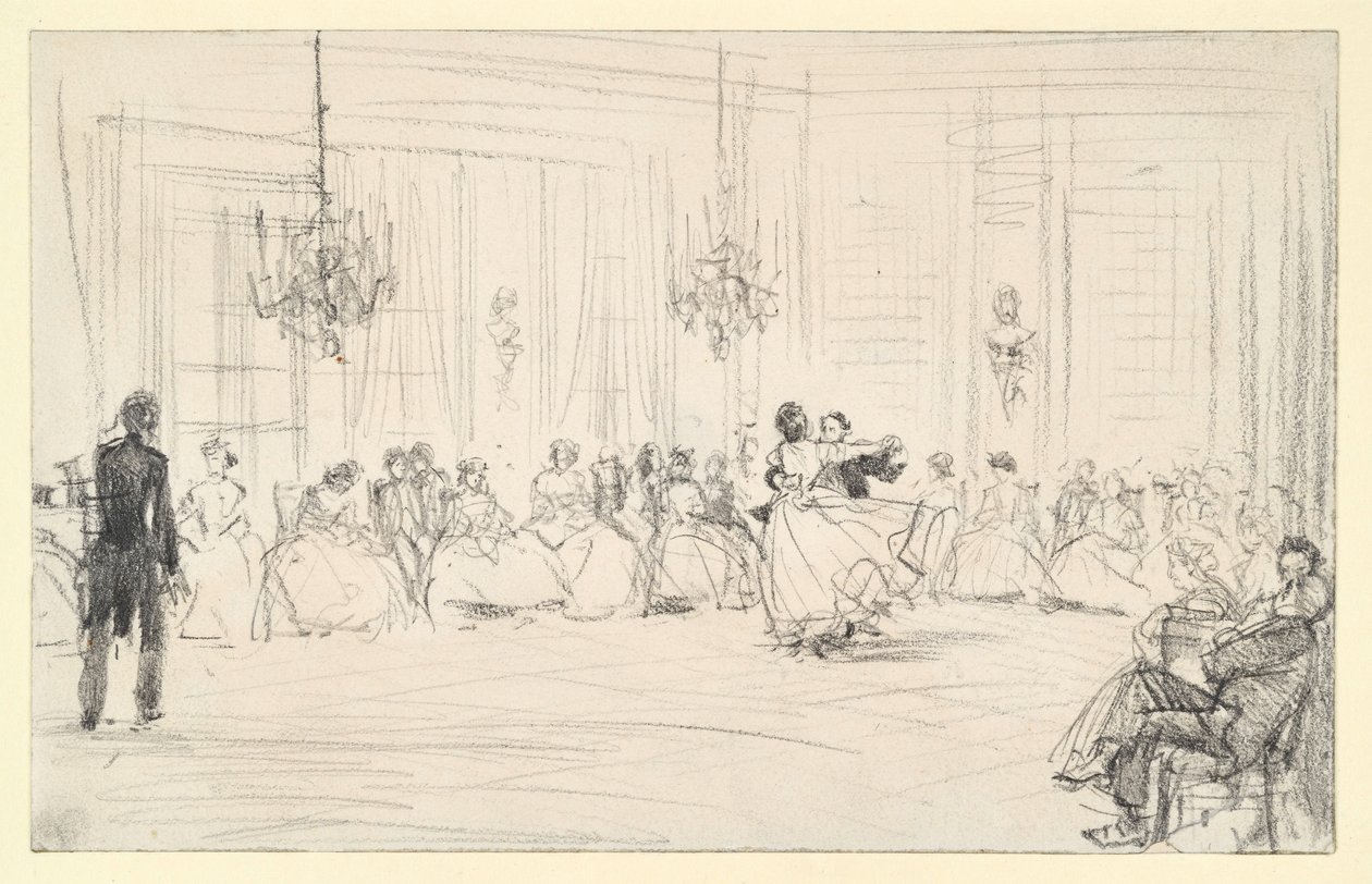 Tanssiaiset ja tanssiva pari tekijältä Adolph Menzel